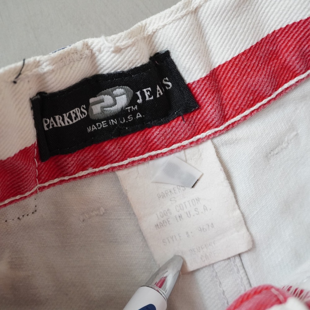 Vintage Parkers Jeans American Flag Shorts Small USA Made 90s Stars and Stripes - Picture 5 of 7